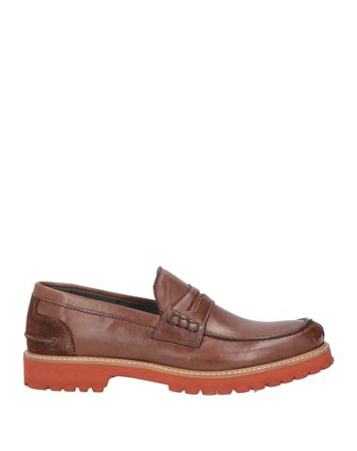 Pollini Man Loafers Brown Size 12 Leather In Brown