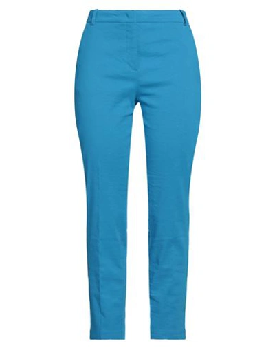 Pinko Woman Pants Azure Size 12 Linen, Viscose, Elastane In Blue