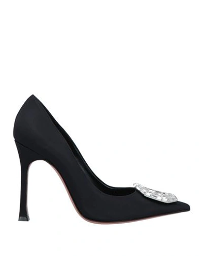 Amina Muaddi Woman Pumps Black Size 8.5 Textile Fibers In Black