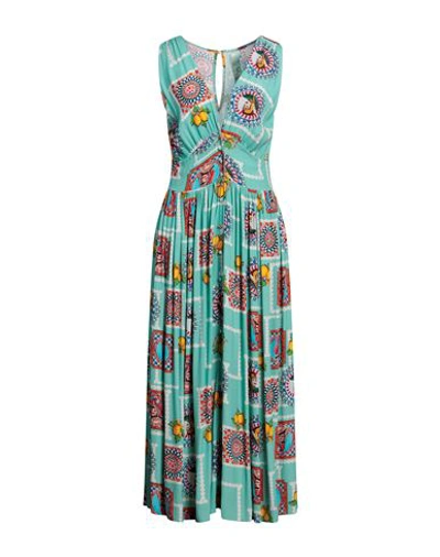 Shop Il The' Delle 5 Woman Maxi Dress Turquoise Size 8 Viscose In Blue