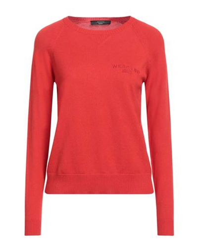 Shop Weekend Max Mara Woman Sweater Tomato Red Size M Cotton, Wool