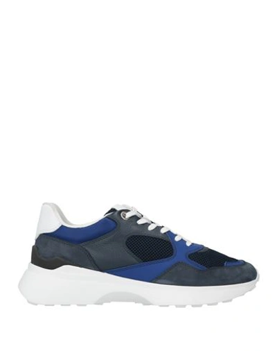 Shop Baldinini Man Sneakers Midnight Blue Size 8 Leather, Textile Fibers