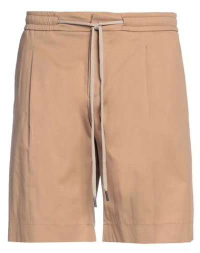 Shop Hōsio Man Shorts & Bermuda Shorts Camel Size 36 Cotton, Elastane In Beige