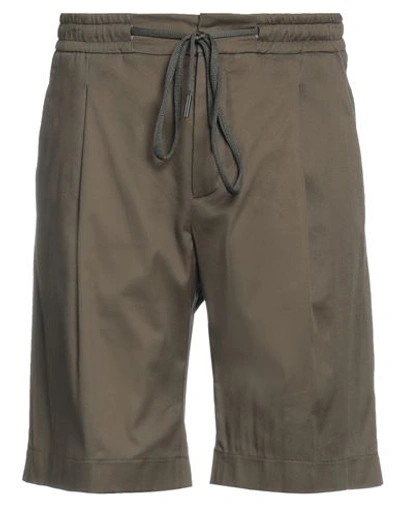 Shop Hōsio Man Shorts & Bermuda Shorts Military Green Size 38 Cotton, Elastane