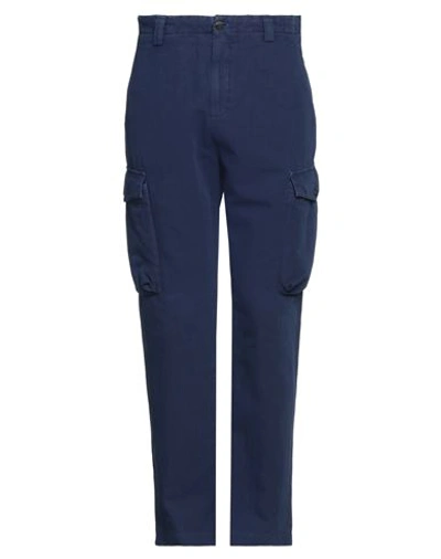 Shop Boglioli Man Pants Navy Blue Size 32 Cotton, Linen