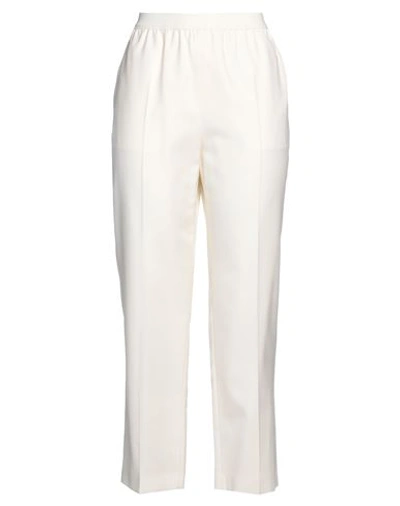 Shop Agnona Woman Pants Ivory Size 8 Wool, Cotton, Elastane In White