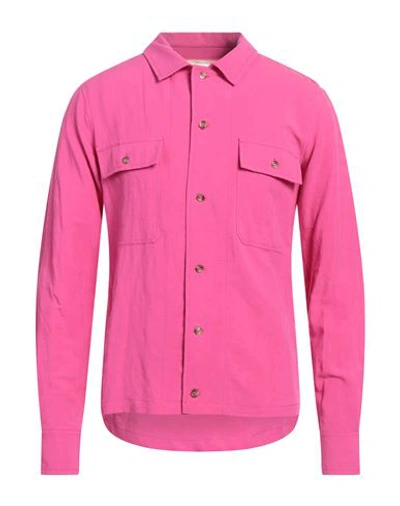Shop Beaucoup .., Man Shirt Fuchsia Size L Viscose, Linen In Pink