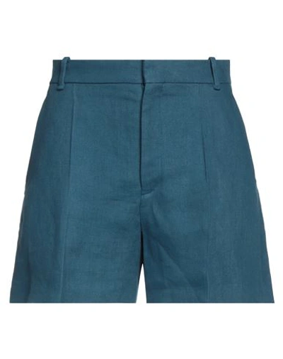 Shop Chloé Woman Shorts & Bermuda Shorts Slate Blue Size 8 Linen, Cotton