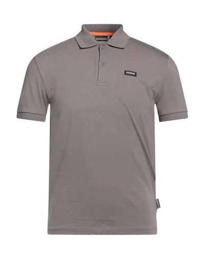 Shop Napapijri Man Polo Shirt Lead Size S Cotton In Grey