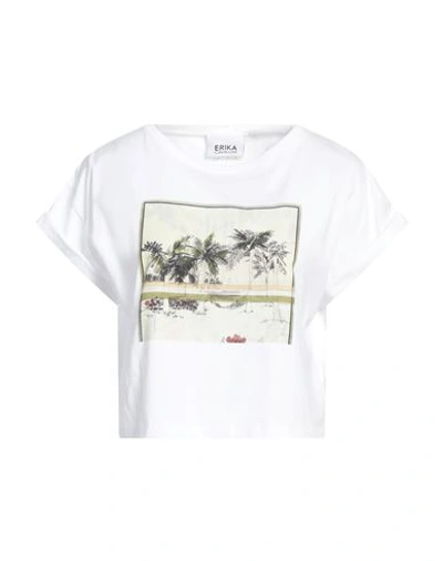 Shop Erika Cavallini Woman T-shirt White Size M Cotton