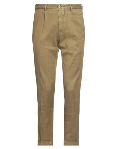 Shop Santaniello Man Pants Military Green Size 34 Linen, Cotton, Elastane