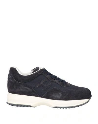 Shop Hogan Man Sneakers Midnight Blue Size 9 Leather, Textile Fibers