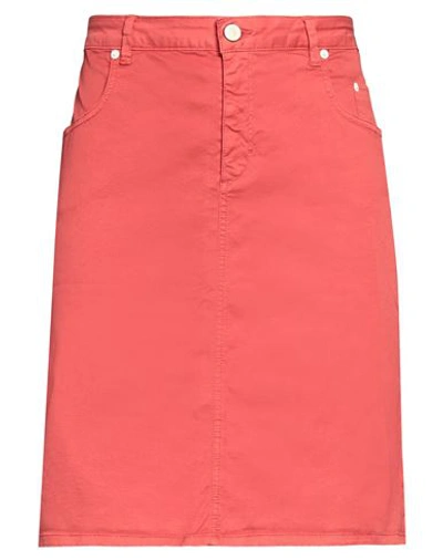 Shop Siviglia Woman Mini Skirt Coral Size 34 Cotton, Elastane In Red
