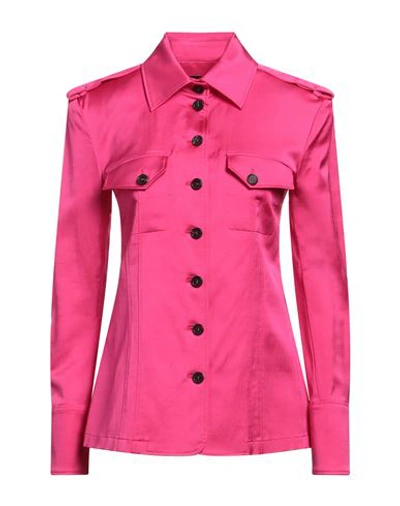 Shop Bcbgmaxazria Woman Shirt Fuchsia Size 4 Viscose, Virgin Wool, Elastane In Pink