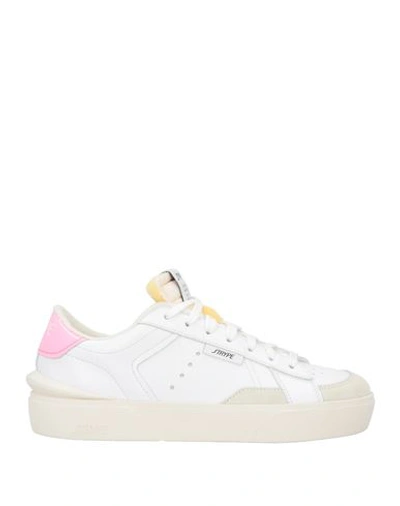 Strype Woman Sneakers White Size 8 Soft Leather, Textile Fibers In White