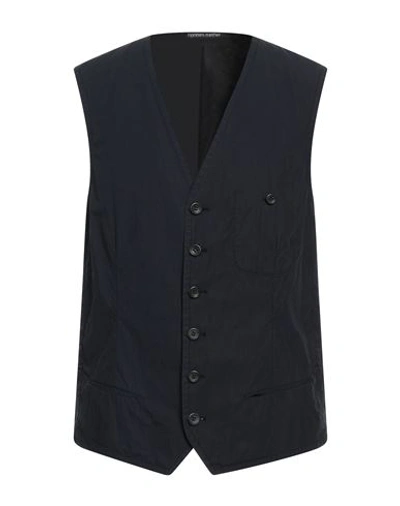 Shop Hannes Roether Man Tailored Vest Midnight Blue Size L Cotton, Elastane