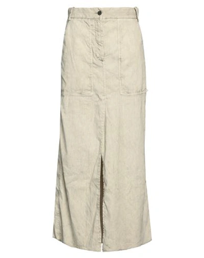 Shop Masnada Woman Maxi Skirt Beige Size 4 Linen, Viscose, Elastane