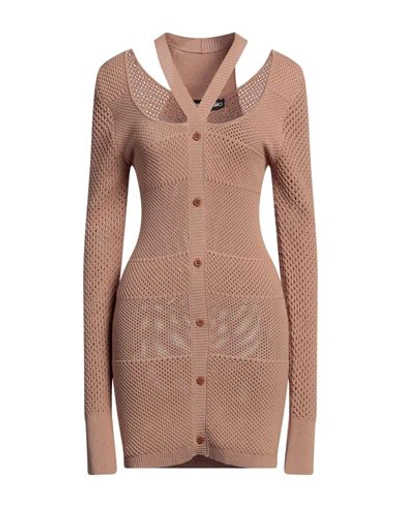 Andreädamo Andreādamo Woman Mini Dress Beige Size S/m Viscose, Polyester, Polyamide, Elastane In Beige
