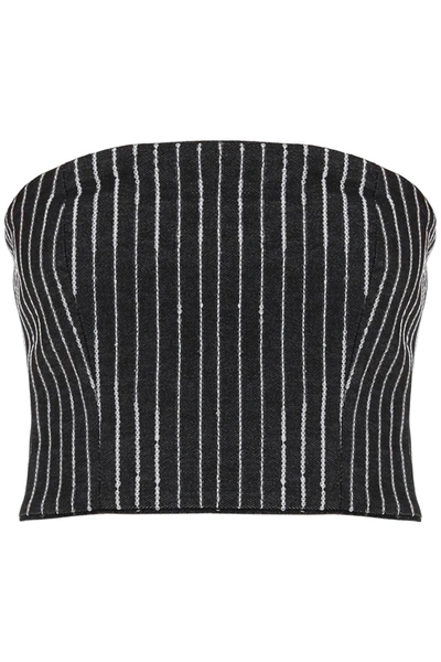 Shop Rotate Birger Christensen Cropped Top With Sequined Stripes
