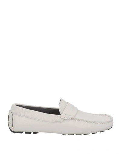 Pollini Man Loafers Light Grey Size 12 Leather In Grey