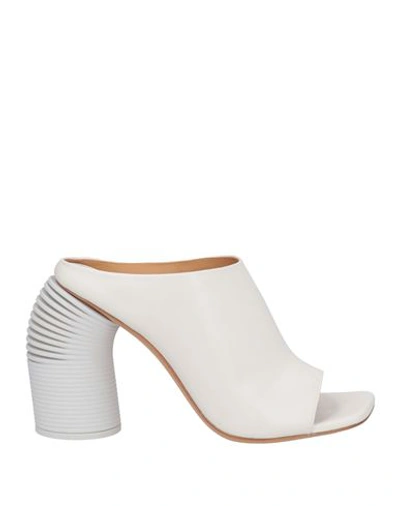 Off-white High-heel Leather Mules In White