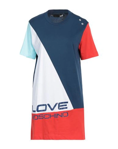 Shop Love Moschino Woman Mini Dress Navy Blue Size 6 Cotton, Elastane