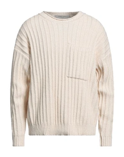 Shop Golden Goose Man Sweater Cream Size L Cotton, Polyamide In White