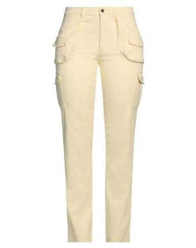 Des_phemmes Woman Jeans Pastel Yellow Size 8 Cotton, Elastane In Yellow