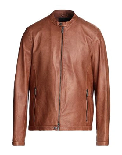Shop Emanuele Curci Man Jacket Tan Size 42 Soft Leather In Brown