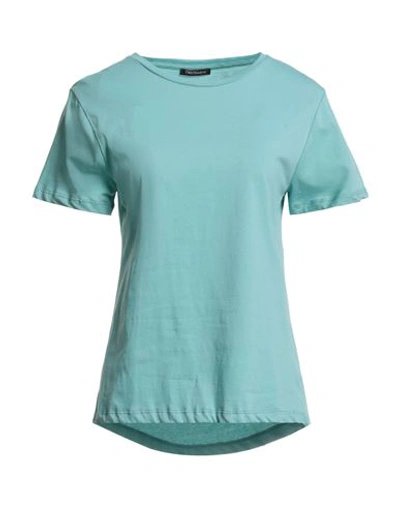 Shop Cristinaeffe Woman T-shirt Turquoise Size M Cotton In Blue