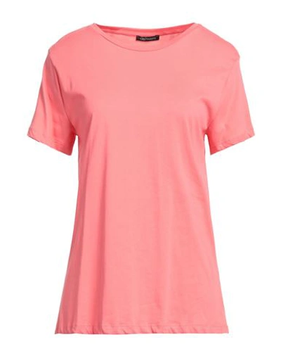 Shop Cristinaeffe Woman T-shirt Salmon Pink Size M Cotton