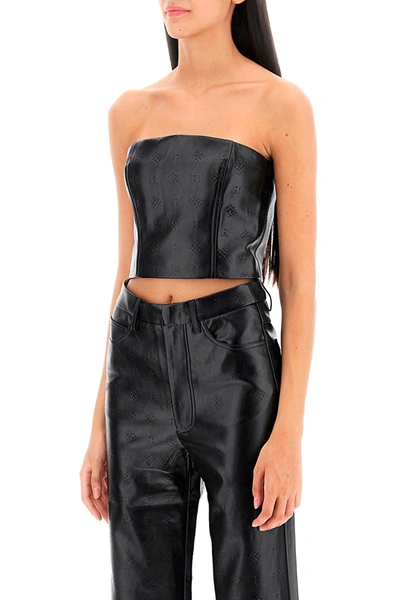 Shop Rotate Birger Christensen Faux Leather Cropped Top