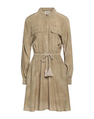 Shop Dondup Woman Mini Dress Camel Size 6 Viscose, Modal, Silk In Beige