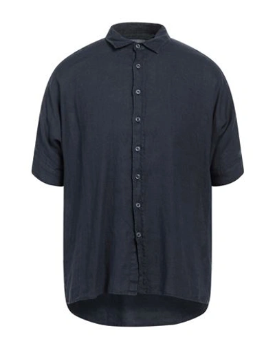 Shop 40weft Man Shirt Navy Blue Size Xs Linen