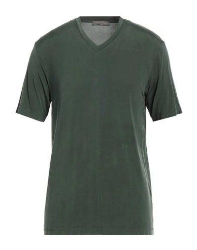 Shop Daniele Fiesoli Man T-shirt Military Green Size L Cupro, Elastane