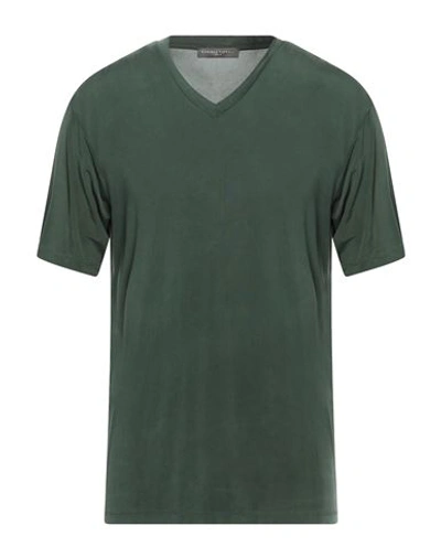 Shop Daniele Fiesoli Man T-shirt Dark Green Size L Cupro, Elastane