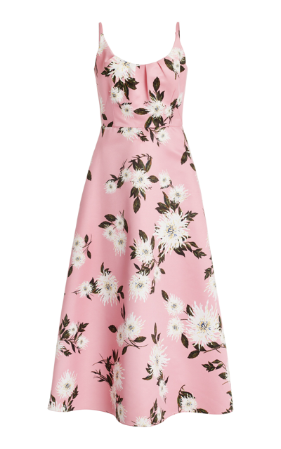 Shop Emilia Wickstead Wenna Dahlia-print Taffeta-faille Dress In Pink