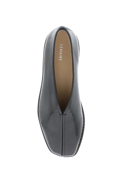 Shop Lemaire Shiny Nappa Leather Slip-ons In Black
