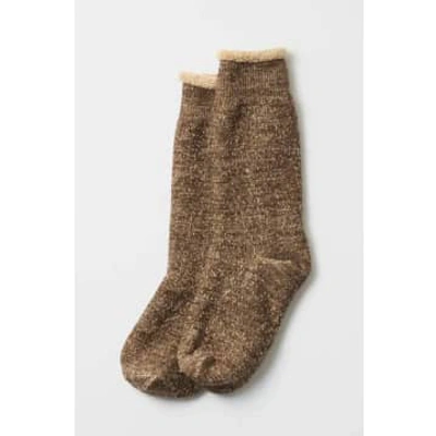 Shop Rototo Double Face Crew Brown Socks