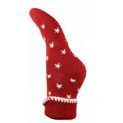 Shop Joya Red With Cream Stars Cuff Socks