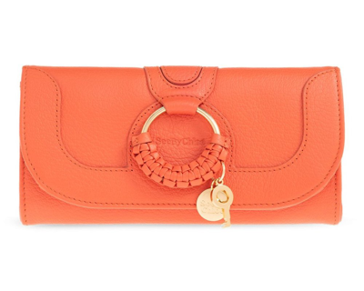 Shop See By Chloé Hana Logo Charm Wallet In Orange