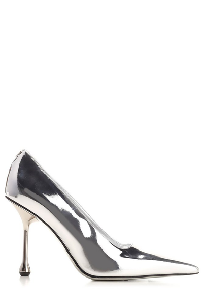 Shop Jimmy Choo Ixia 95 Pointed In Silver