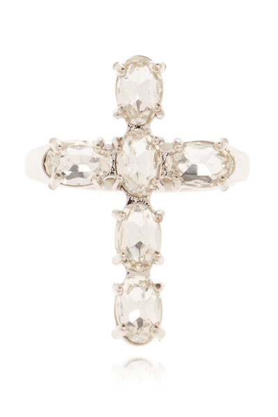 Shop Dolce & Gabbana Cross Embellished Ring In Silver