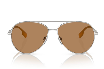 Shop Burberry Eyewear Aviator Sunglasses In Silver