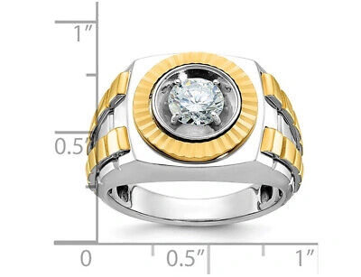 Pre-owned Harmony Mens 14k White And Yellow Gold 1.00 Carat (ctw) Lab-grown Diamond Ring