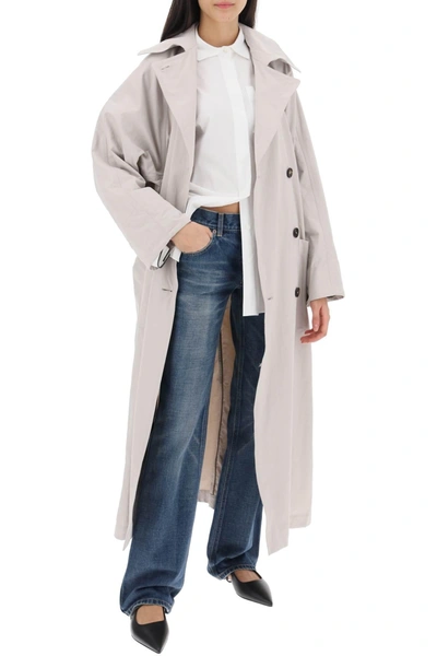 Shop Brunello Cucinelli Double Breasted Trench Coat With Shiny Cuff Details