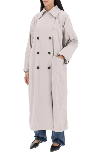 Shop Brunello Cucinelli Double Breasted Trench Coat With Shiny Cuff Details