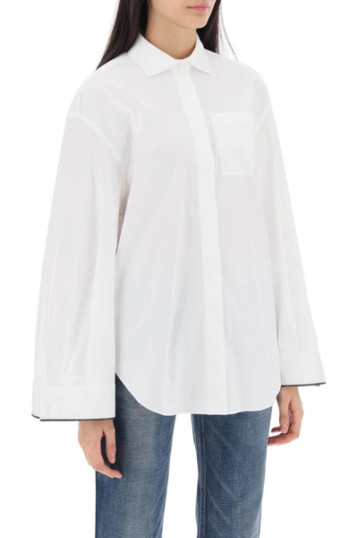 Shop Brunello Cucinelli Wide Sleeve Shirt With Shiny Cuff Details