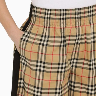 Shop Burberry Beige Vintage Check Cotton Bermuda Shorts