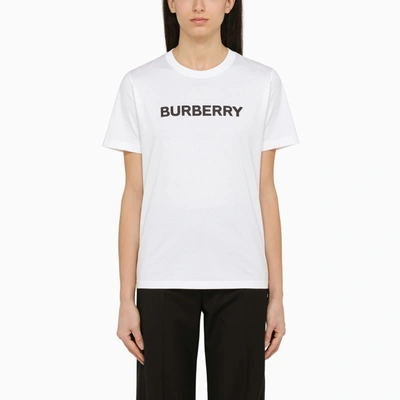 Shop Burberry White Crew Neck T Shirt With Logo